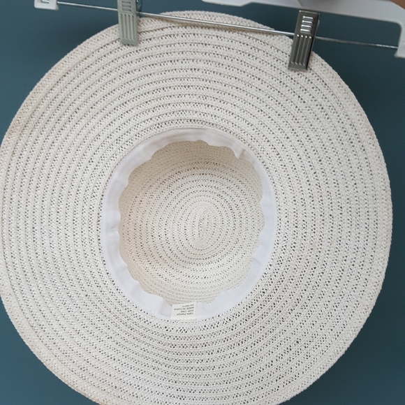 OFF WHITE COLUMBINO BOHO WITH ABALONE DRIP RAFIA PAPER TREE FLOPPY SUMMER HAT - Picture 5 of 9